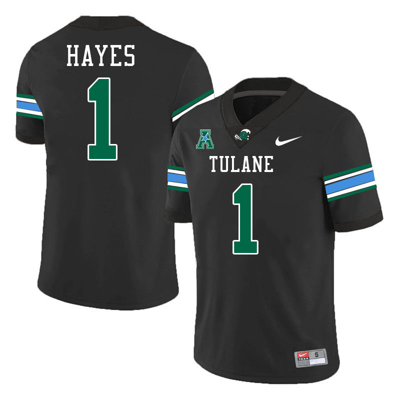 #1 Omari Hayes Tulane Green Wave Jersey College Football Uniforms,Apparels Stitched-Black